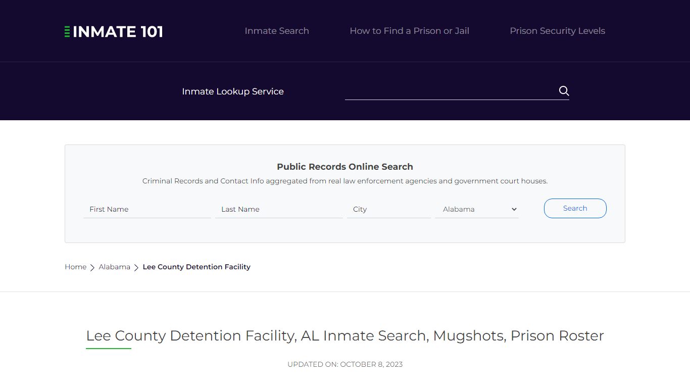 Lee County Detention Facility, AL Inmate Search, Mugshots, Prison ...